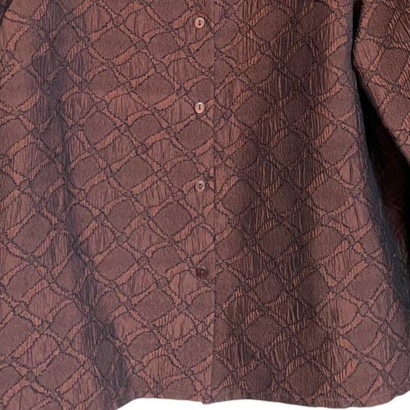 Alfred Dunner Petites Bronze Collared Button Front Dress Blouse - 14P - Picture 5 of 12